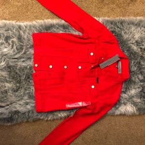 Brand new Calvin Klein red jean jacket